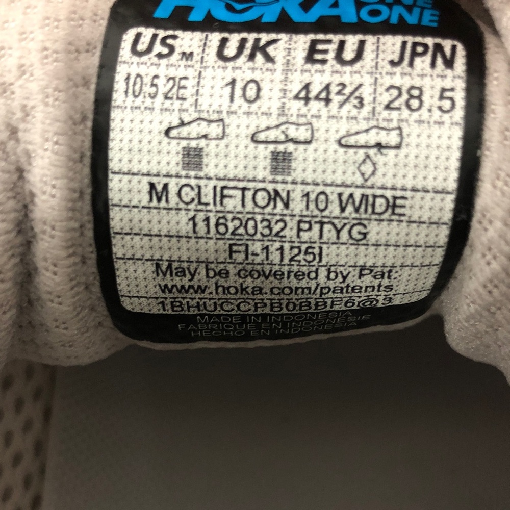 Mens Hoka Clifton 10 Lightweight Running Shoes — Light Gray & Blue sz10.52E - Picture 7 of 7